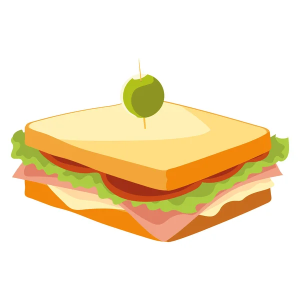 Fast-Food-Sandwich mit Oliven lecker und frisch — Stockvektor