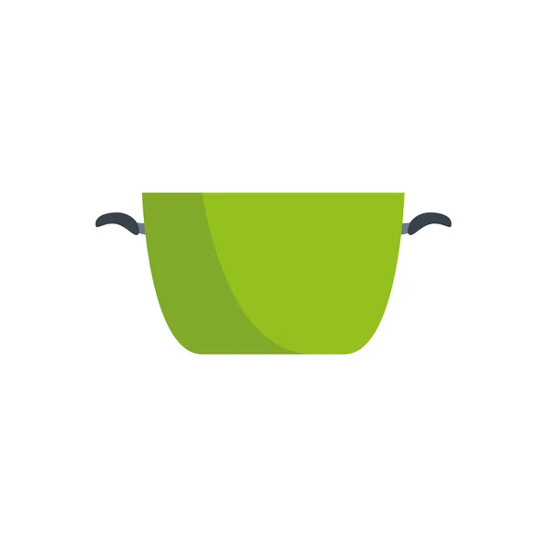 Green pot cutlery cooking utensil icon design — Stock Vector