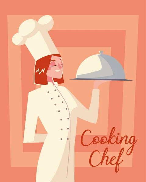 Женщина шеф-повар общественного питания профессиональный ресторан — стоковый вектор