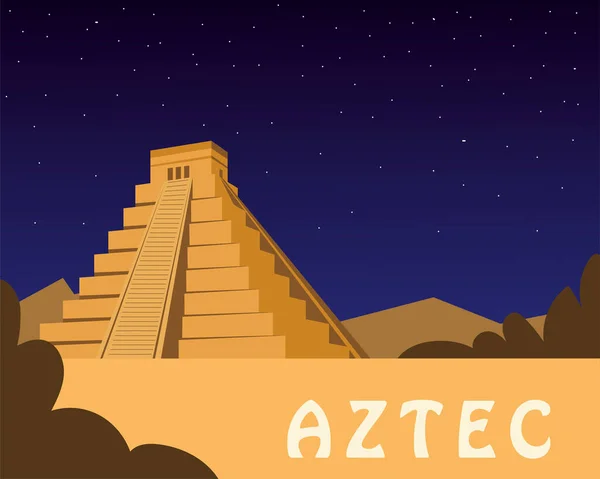 Mexická pyramida starověké aztécké ikony design — Stockový vektor