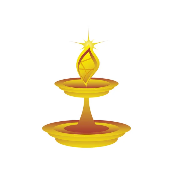 Feliz festival diwali, decorativo lâmpada de ouro celebração da luz — Vetor de Stock