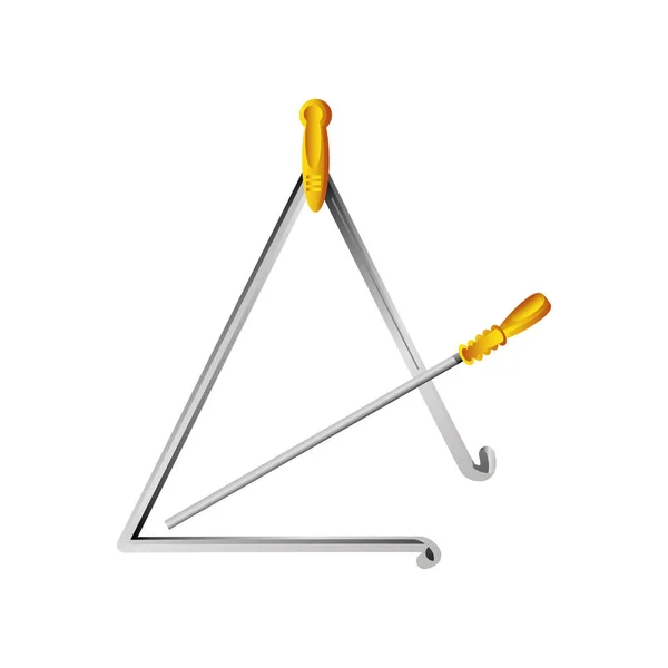 Driehoek percussie muziekinstrument gedetailleerd icoon — Stockvector