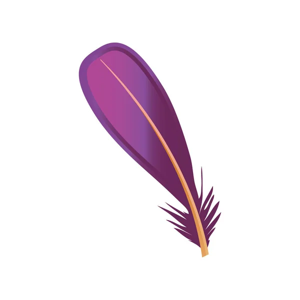 Purple feather nature antique decoration icon — Stock Vector