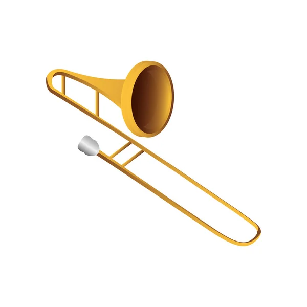 Trombone wind strumento musicale icona dettagliata — Vettoriale Stock