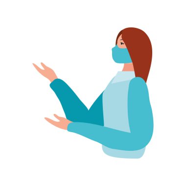 Yüzü maske görünümlü iş kadını.