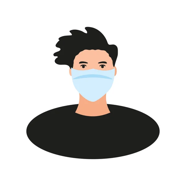 Coronavirus covid 19 prevention young man with face mask — Stock Vector