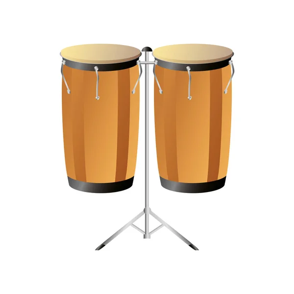 Bongo drum percussion musical instrument detailed icon — Stock Vector