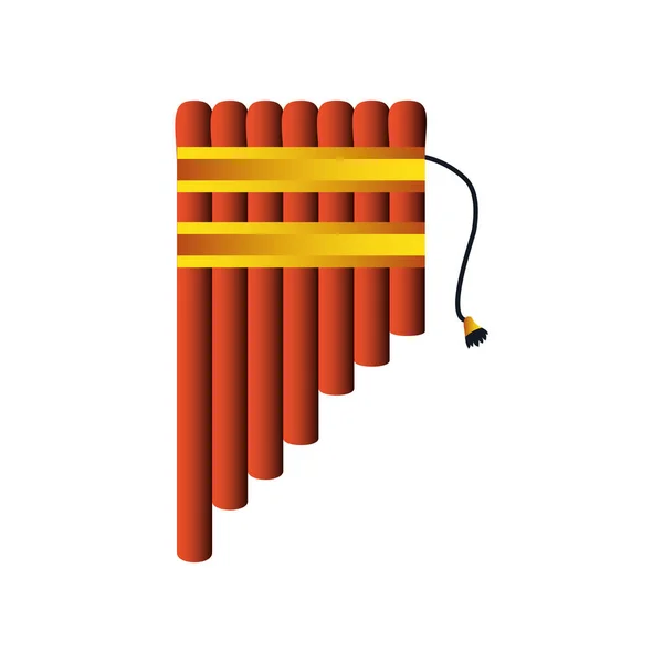 Pan flauta viento instrumento musical icono detallado — Vector de stock