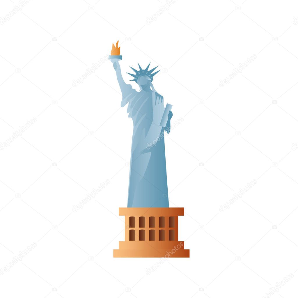statue of liberty in new york city travel icon image white background