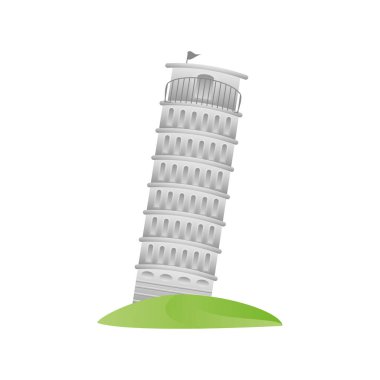 pisa kulesi İtalya tarihi eser seyahat simgesi resmi beyaz arkaplan