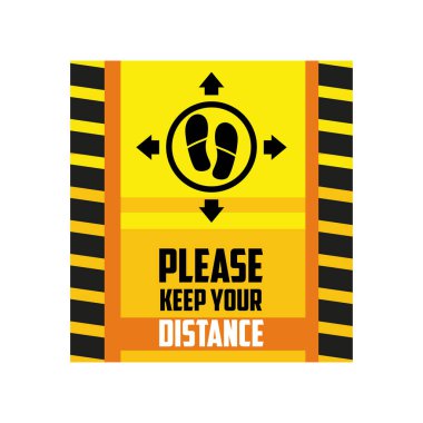 Covid 19 'un önlenmesi, sosyal uzaklık, ayak izi işareti