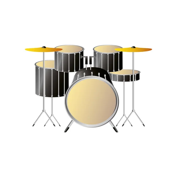 Batería orquesta percusión instrumento musical icono detallado — Vector de stock