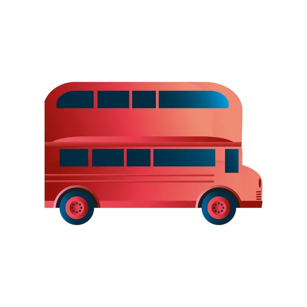 Travel red traditional london bus double decker icon image white background — Stock Vector