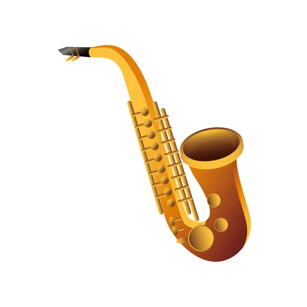 Saxophone wind musical instrument detailed icon — Stock Vector