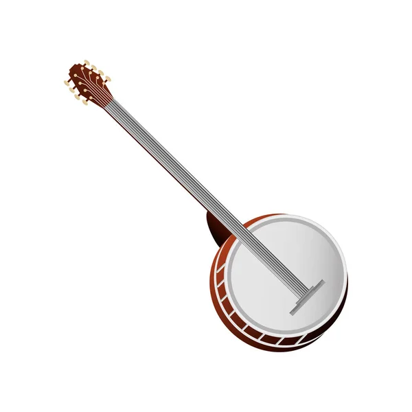 Banjo corda instrumento musical ícone detalhado — Vetor de Stock