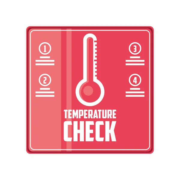Señal de control de temperatura corporal de prevención durante covid-19 — Vector de stock