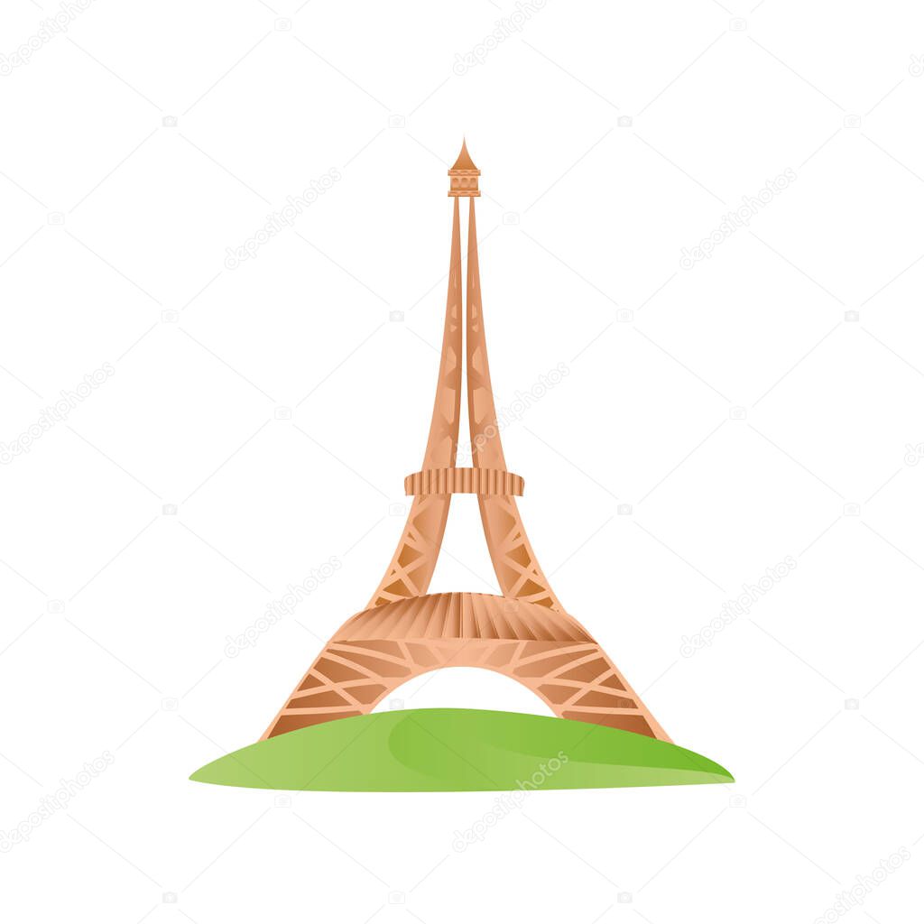 travel eiffel tower in paris on the champs elysees icon image white background
