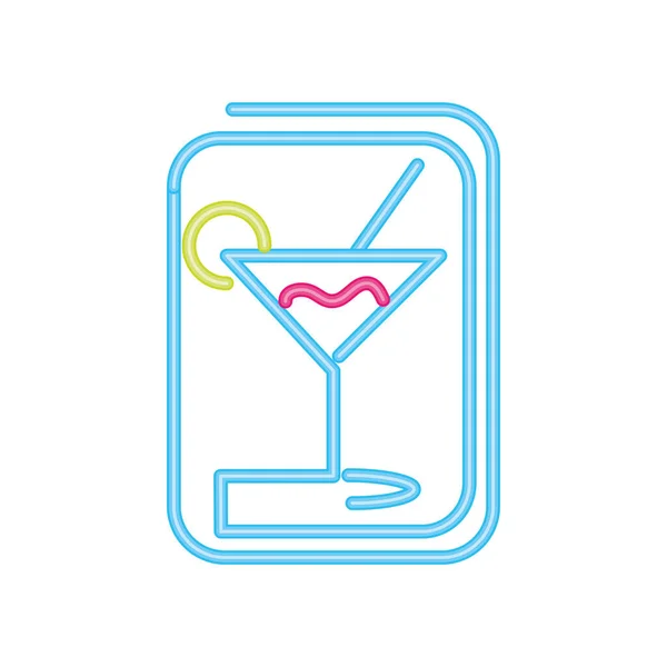 Cocktail drycker neon tecken ikon på vit bakgrund — Stock vektor