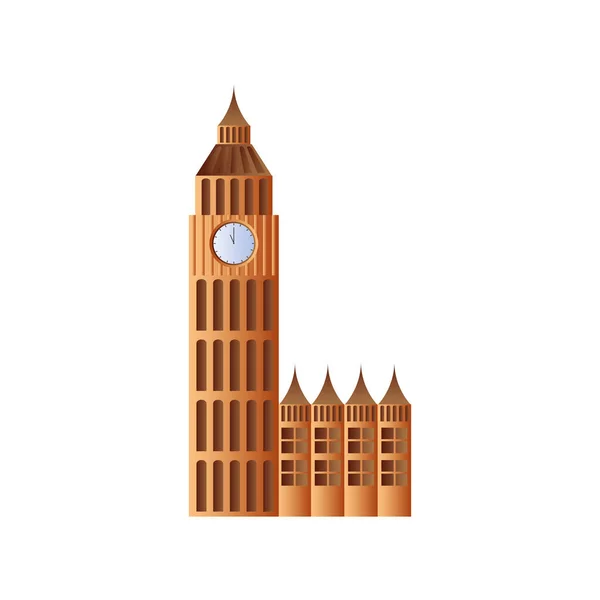 Voyage grande tour ben Londres célèbre icône emblématique image fond blanc — Image vectorielle