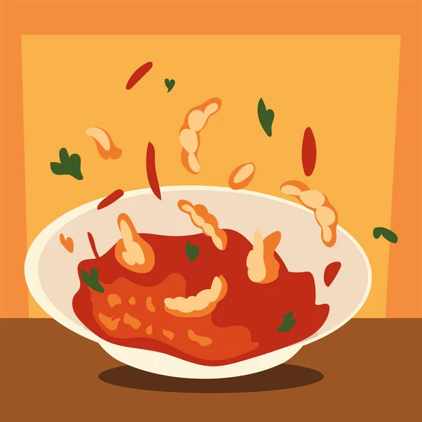 Ресторанное меню суп из свежих блюд — стоковый вектор