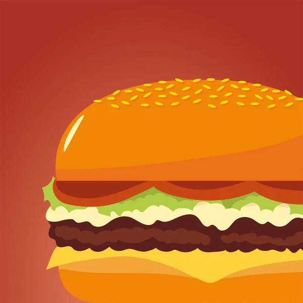 Fast food burger smakelijk pictogram geïsoleerd beeld — Stockvector