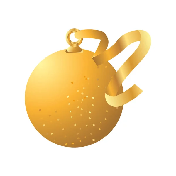 С Новым годом золотой мяч и лента украшения — стоковый вектор
