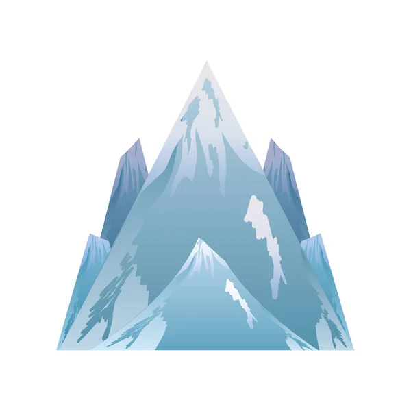 Hegyek csúcs havas mérföldkő természet ikon kép fehér háttér — Stock Vector