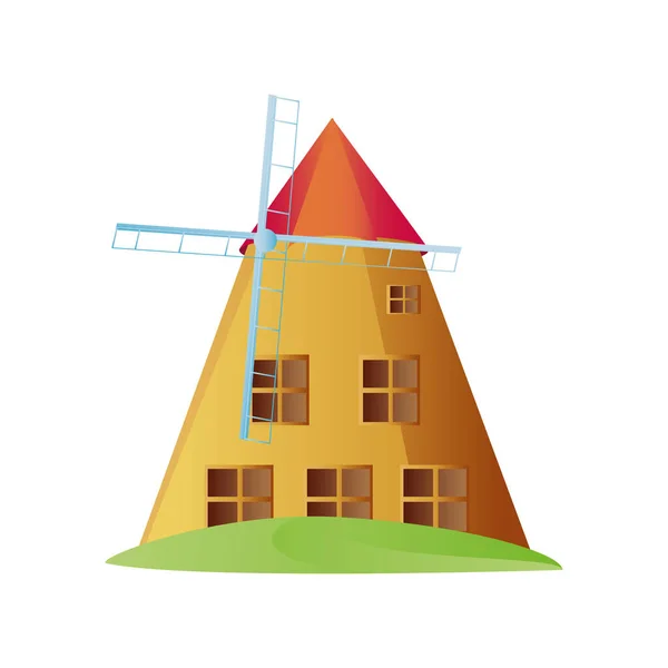 Ancient medieval building windmill icon image white background — Stock Vector