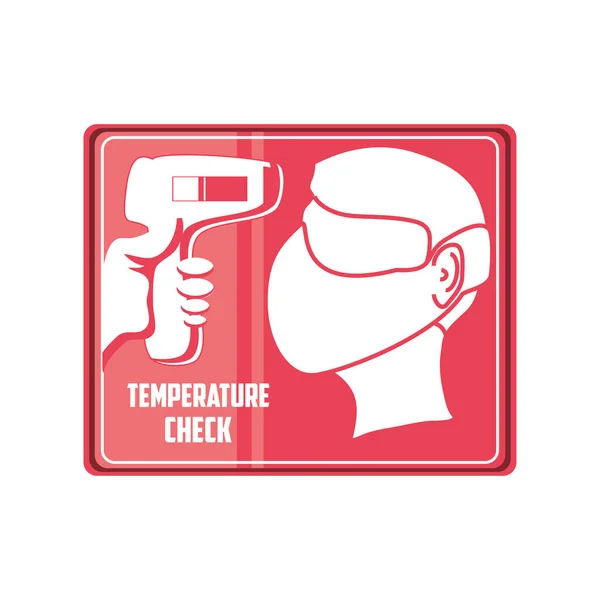 Prevención de covid 19, verificación de la temperatura corporal es señal requerida — Vector de stock