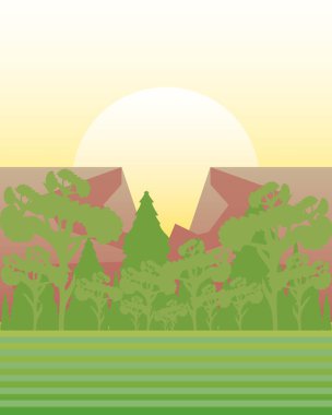 manzara kayalık dağlar ve orman günbatımı manzarası