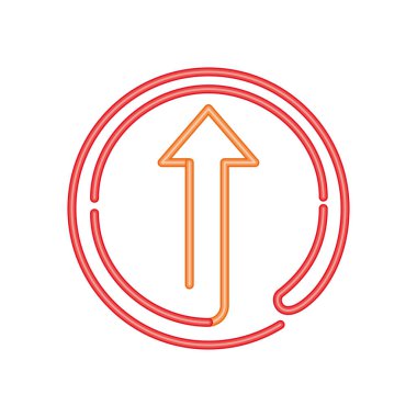 Beyaz arkaplanda neon rengi yuvarlak işaret eden ok yönü