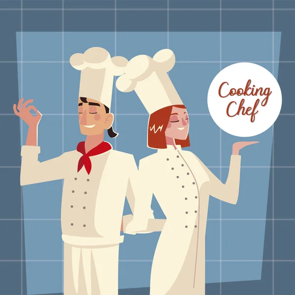Мужчина и женщина шеф-повар профессиональный ресторан — стоковый вектор
