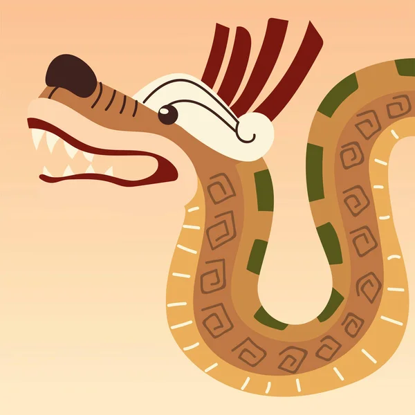 Tradicional azteca serpiente cultura ornamento icono diseño — Vector de stock