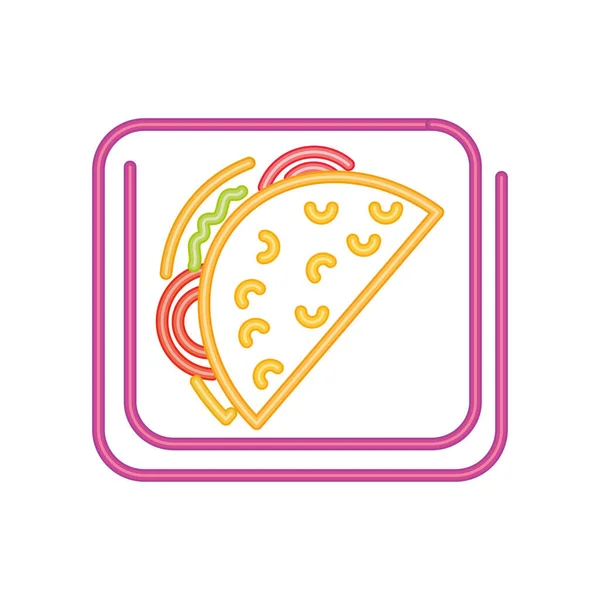 Fast Food Taco Leuchtreklame Symbol auf weißem Hintergrund — Stockvektor