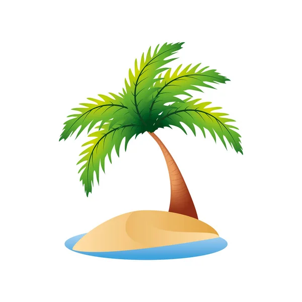 Isla tropical palmera mar icono de viaje imagen fondo blanco — Vector de stock