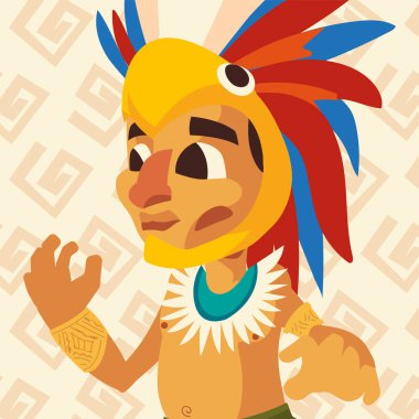 Kabile geçmişinde papağan başlıklı Aztek savaşçısı
