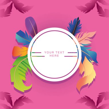 Tüylü dekorasyon kenarlı pembe arkaplan rozeti