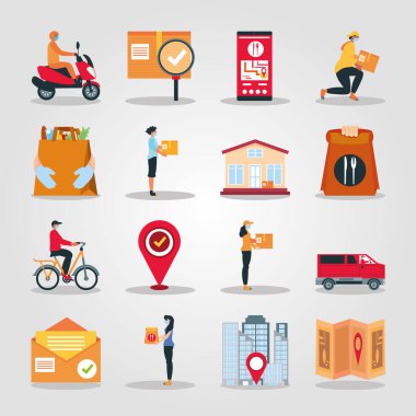 çevrimiçi servis taşıma lojistik gıda marketi ve daha fazlası ile servis simgesi seti