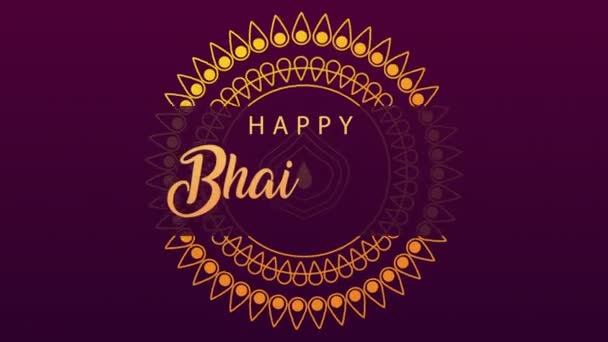 Mutlu bhai dooj kutlama animasyonu harflerle mandala — Stok video