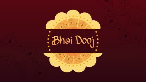 Feliz bhai dooj animação celebração com letras em flor — Vídeo de Stock