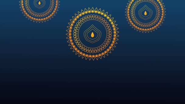 Mutlu bhai dooj kutlama animasyonu Altın mandalalar desenli — Stok video