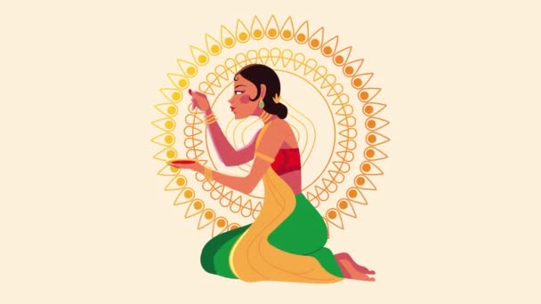 Mandala 'daki abla resminde mutlu bhai dooj kutlama animasyonu — Stok video