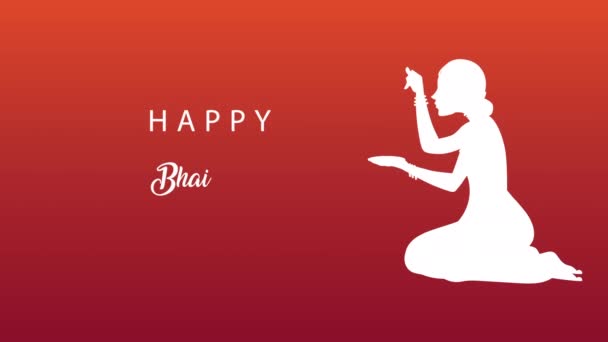 Mutlu bhai dooj kutlama animasyonu kız kardeşi siluet boyama ve harfler — Stok video