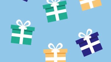 Hediye yağmuru desenli animasyon sunar