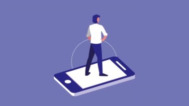 akıllı telefonlu adamla mobil alışveriş teknolojisi animasyonu
