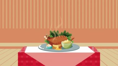 Şükran Günü 'n kutlu olsun. Masadaki yemekle birlikte animasyon yazıyorum.