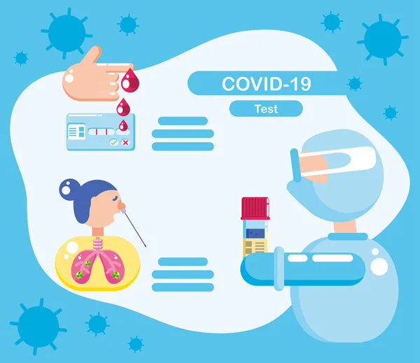 Covid 19 virus test icon set vektordesign — Stockvektor
