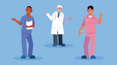 Profesyonel erkek doktorlar karakter animasyonu