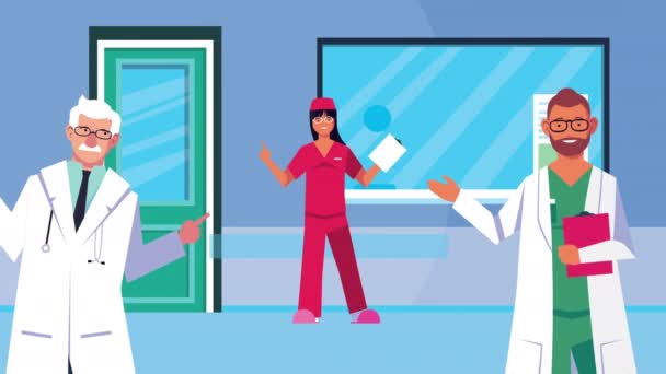 Professionisti medici personale in animazione ospedaliera — Video Stock