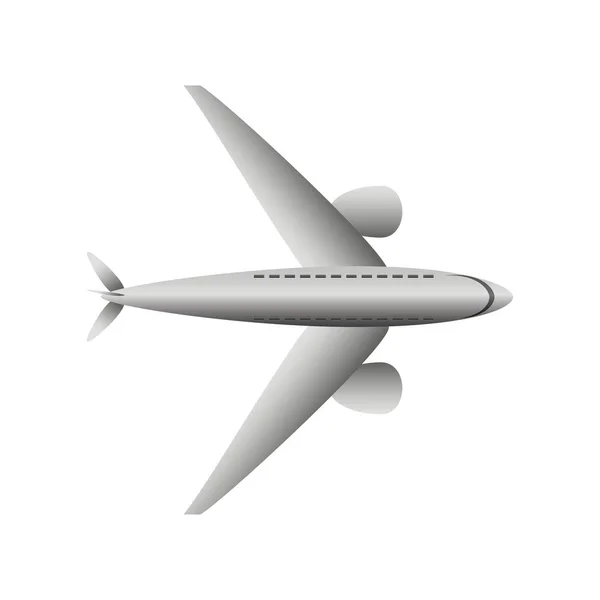 Draufsicht fliegendes Flugzeug Transport-Symbol auf weißem Hintergrund — Stockvektor